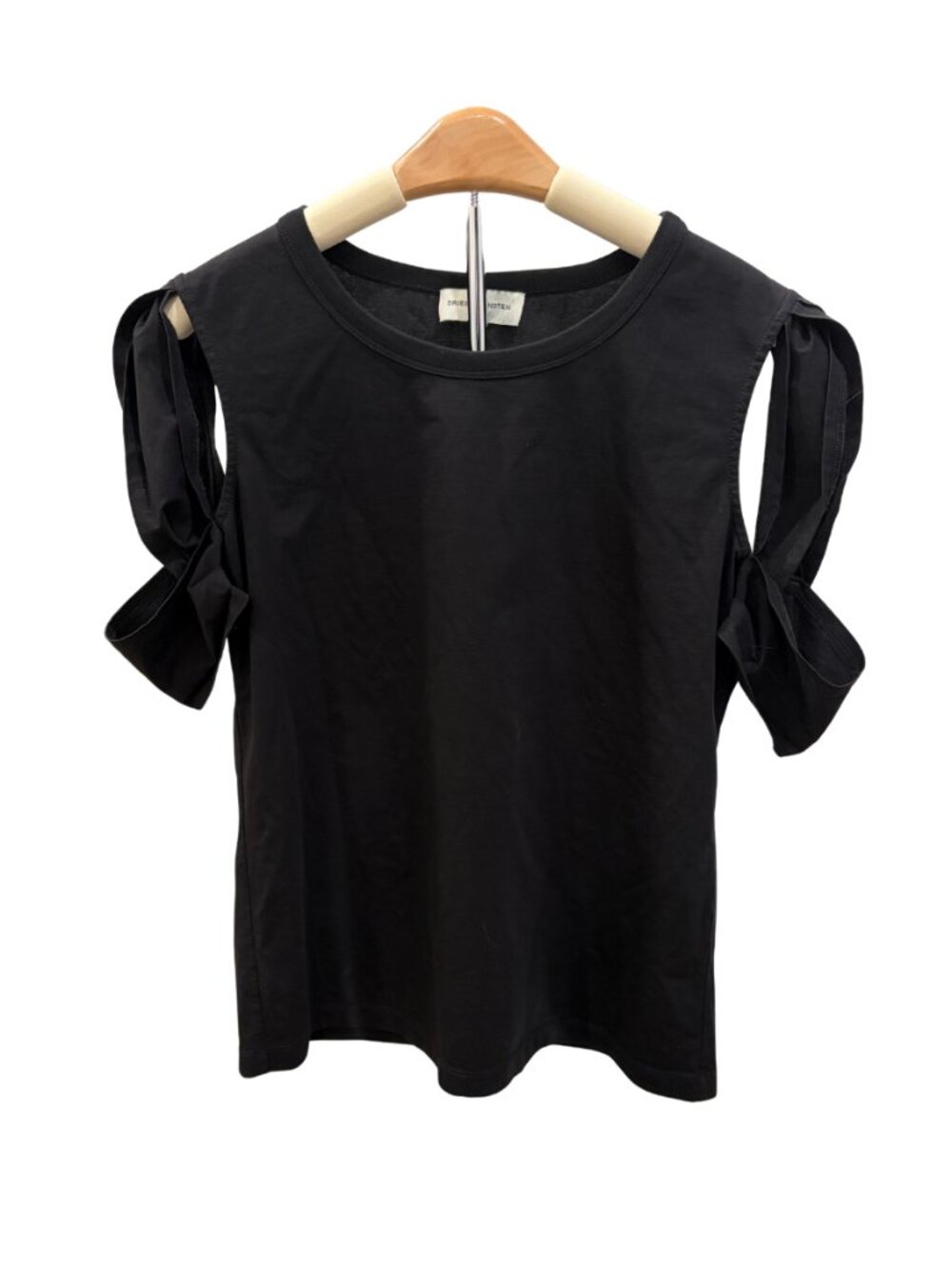 Dries Van Noten Black Cutout Tie Sleeve Cotton Top Size 36